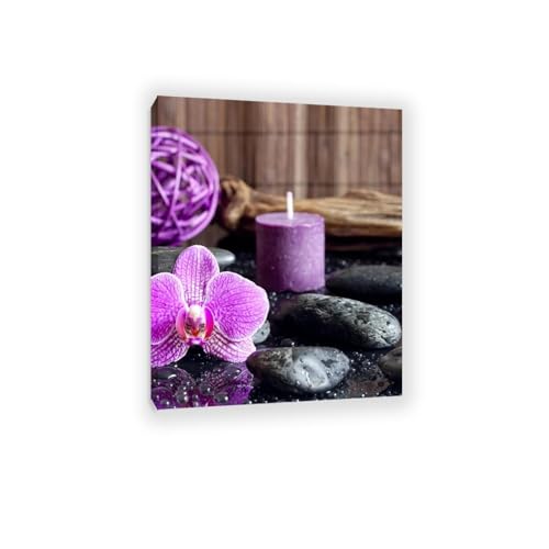 Décoration murale zen orchidée violette pour masquer les murs vides et créer un spa