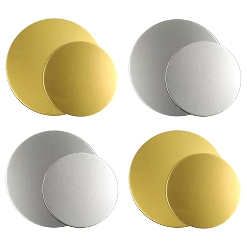 Paquete De 8 Tablas Redondas Para Tartas, Base Reutilizable Para Tartas, Bandeja Para Tartas De Mousse, Plato De Cartón Para Tartas Para Cumpleaños, Bodas, Plateado)