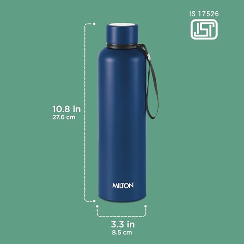 Image of Milton Aura 1000 Thermosteel Water Bottle, 24 Hr Hot and Cold I Leak Proof Lid, ISI Certified I Vacuum Insulated I for Office, Gym, School I Dark Blue