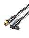 VENTION 90 Grad Optisches Audiokabel 3m - Toslink S/PDIF Digital Audio Kabel - Geflochten, 24K Vergoldet, Aluminiumhülle Lichtleiterkabel Für Soundbar, Stereoanlage, Heimkino, PS4, Xbox usw.(Schwarz)