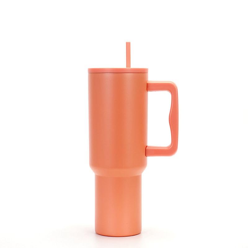 Image of Stainless Steel 1200 ml Vacuum Tumbler with Lid & Straw - Double‑Wall Insulated Cup for Travel, Gym & Office - Keeps Beverages Hot or Cold - 1.2 L Capacity (Orange)