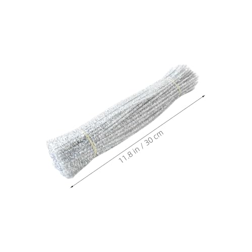 Limpiapipas con purpurina Healeved de 6mm y 12 pulgadas para manualidades navideñas de plata 2