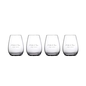 Marquis by waterford personalized moments wine decanter set includes custom engraved crystal wine decanter with four stemless wine glasses for red wine gifts for wine lovers  urban country home decor