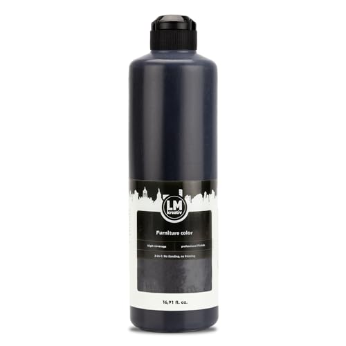 LM-Kreativ Colore per mobili, 500 ml, nero, vernice per mobili ad alta copertura, per interni ed esterni, colore per mobili senza fiocchi, colore per cucina/fronte cucina, inodore e rispettoso