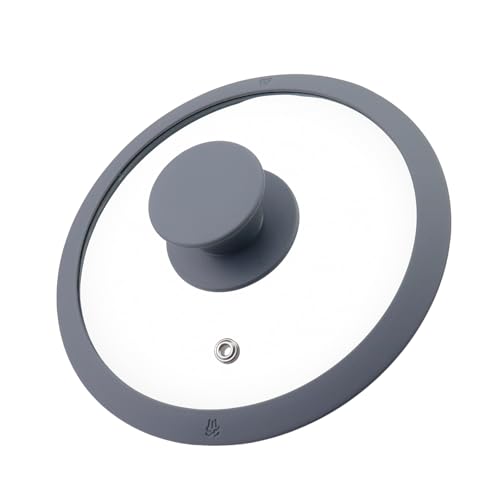 Image of Antrader Round Tempered Glass Lid,6.5" Universal Lid with Heat Resistant Silicone Rim for Pots,Pans and Skillets, 1Pcs