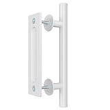 SMARTSTANDARD 12' Barn Door Handles,Sliding Barn Door Pull Handle White Heavy Duty Large Rustic Two-Side Design for Gates Garages Sheds Furniture Solid Steel Material Round