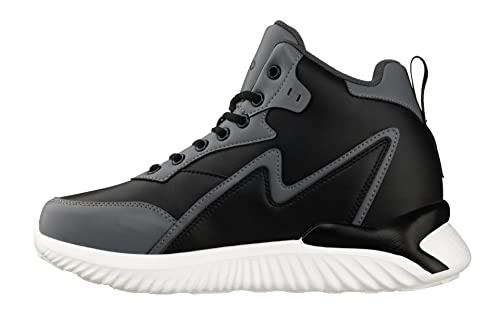 Image of CALTO Men's Invisible Height Increasing Elevator Trainer Shoes - Black /Grey Lace-up Lightweight Fashion High-Top Sneakers - 4 Inches Taller - S3061 - Size 12 D(M) US
