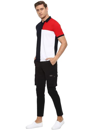 Image of Louis Philippe Men's Slim Fit Solid Cotton Blend Cargos