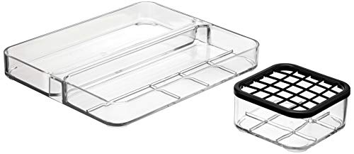 AmazonBasics Acrylic Makeup Organizer, 2-Piece Stackable