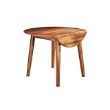 Signature Design by Ashley Berringer Dining Room Round Drop Leaf Table, Rustic Design, Seats 4, Hinged Extension Leaves, Small Space Solution, 42' W x 42' D x 30.63' H, Rustic Brown