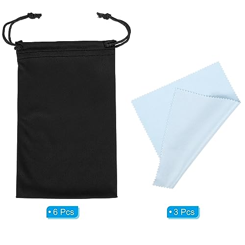 Bolsa para gafas de esquí PATIKIL de microfibra con paño de limpieza y cordón ajustable 3