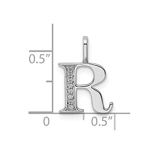 Colgante oro blanco 14k letra R con diamantes ideal para realzar tu estilo de oficina 4