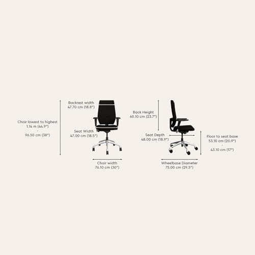 Image of Interio by Godrej Chair, Marvel High Back Leatherette Ergonomic Office Chair (Black Ink), 1 Year Warranty, Adjustable Armrest