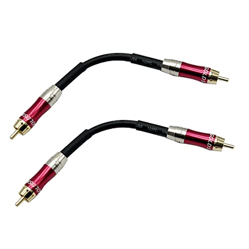 Câble audio RCA vers RCA mâle bicolore noir et rose pack de 2 cordons de liaison mâle mâle 20cm