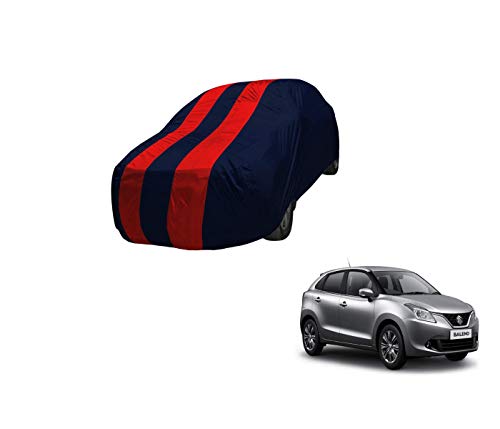 Image of Auto Hub Car Cover Compatible with Maruti Baleno with Mirror Pocket,Triple Stitched, Weather Proof, Baleno Car Cover- Navy-Red