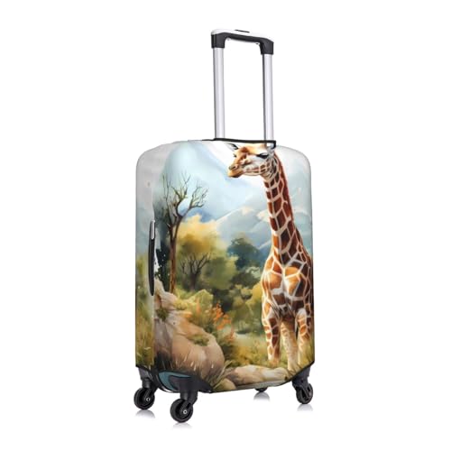 Giraffes and Trees Print Luggage Cover Washable Elasticated Suitcase Covers TSA Approved Stylish Dust and Scratch Resistant Case Protector for Kids and Adults3