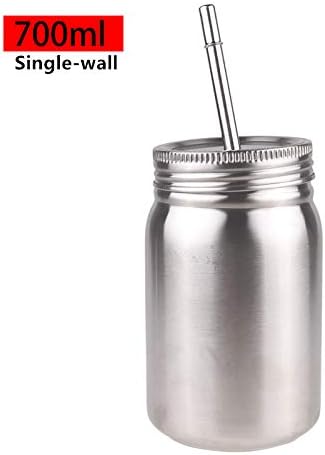 Miniatura 5 de CHICTRY Tarro de acero inoxidable con tapa y pajilla, irrompible, apto para lavavajillas, vaso para niños y adultos, color plateado, de una sola