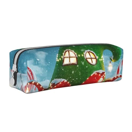 Astuccio con cerniera per matite e penne organizer per cancelleria durevole astuccio per casa degli elfi pelle