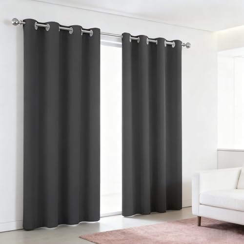 Rideaux opaque bloquer lumiere et froid isolant thermique gris - 2