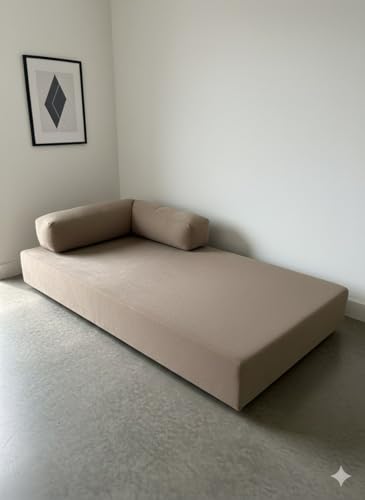 Image of Premium Boucle Fabric Sofa Cum Bed | Foldable Floor Sofa with Backrest | Convertible Single Bed | Space-Saving Furniture for Living Room & Bedroom