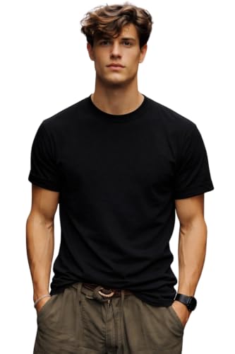 Image of INKKR Men's Solid Round Neck Half Sleeve Classic Cotton Bio-wash T-Shirt | Crew Neck Cotton Tshirt for Men