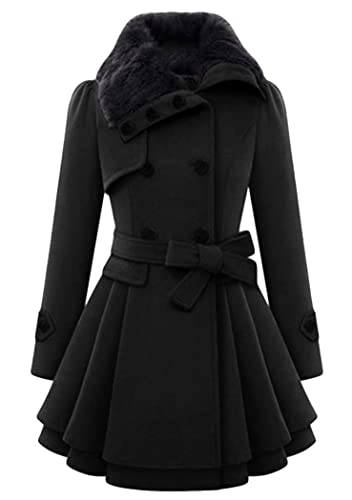 OMZIN Winter Winterjacke Outwear Hooded Zipper Mantel Damen Warm Slim Jacke Dicke Parka Mantel Jacke Schwarz XXS