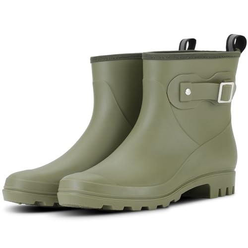 Kprm Women's Short Rain Boots Waterproof, Chelsea Ankle Rain Shoes Rubber Garden Boot for Ladies,...