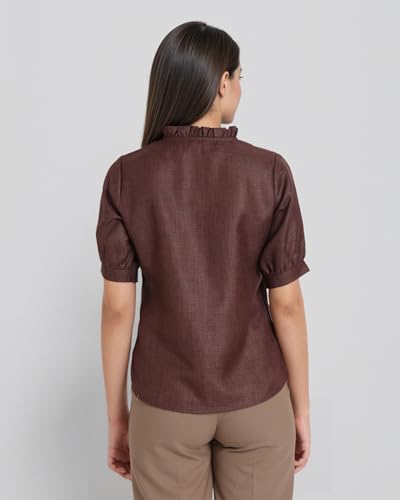 Image of Style Quotient Women Solid Beige Regular Fit Flex Formal Shirt