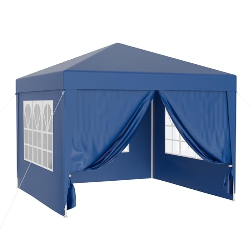 Wiltec Pavillon 3 x 3 m en Bleu avec Protection UV 50+, Gazebo de Jardin avec côtés Amovibles,...