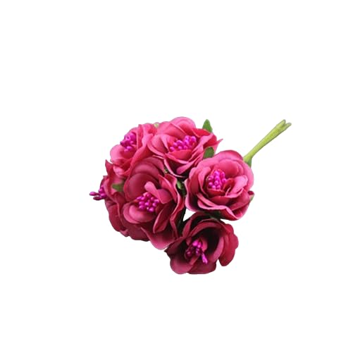 30 stems Artificial Mini Fabric Fake Flower, Small Flowers for Crafts, Flowers Wedding Bouquet, Mini Flowers with Stems for DIY Project, Scrapbooking Embellishment SF004 (Rose Pink (SF004))