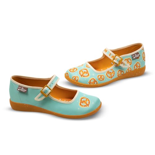 Image of Hot Chocolate Design Women's Mary Jane Flat Shoes - Mary Jane Flat Dress Shoes with Non-Marking Rubber Sole Adjustable Buckle-Strap, Adjustable Buckle-Strap and Cushioned Inner Sole with Arch Support