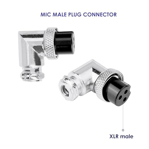 Image of MX 3 Pin XLR Microphone pin Pure Copper Nickel Plated Pins1 for High Conductivity microphone (3-pin Male Connector Right-Angle, Pack of 4, Male Connector)