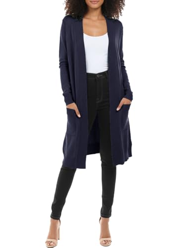 Image of STARJJ Womens Soft Stetchy Knit Longline Open Front Sweater Cardigan with Pockets (S-3X)