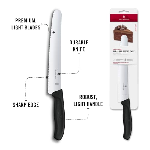 Victorinox Swiss Classic, Pastry Knife, Extra Sharp Blade, Wavy Edge, 22 cm, Stainless Steel, Black - Image 6