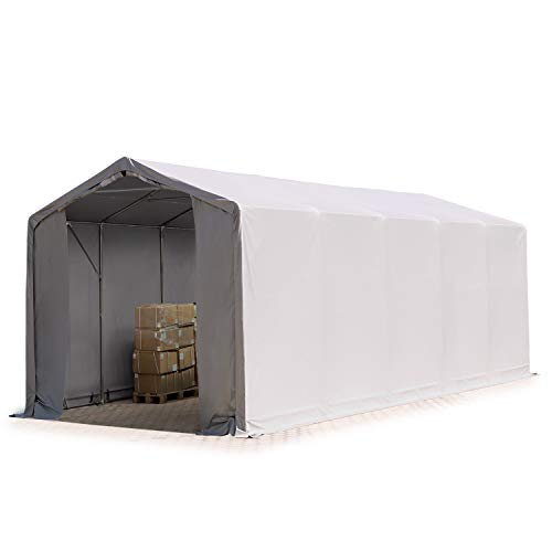 Tente de Stockage 4x12m, Hangar Tente Industrielle, 3m Hauteur de côté, PVC d'env. 550g/m² imperméable en Gris Cover