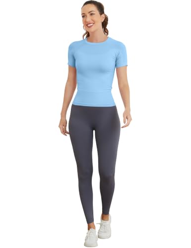 Image of MathCat Seamless Workout Tops for Women Short Sleeve T-Shirt