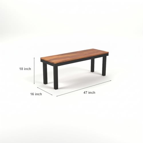 Image of Solid Wood Dining 3 Seater Sitting Table for Living Room | Wooden Bench for Living Room | Table for Sitting Balcony | Honey Finish