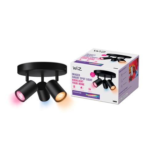 WiZ Imageo 3er-Spot Tunable White & Color, rund, dimmbar, 16 Mio. Farben, smarte Steuerung per App/Stimme ĂĽber WLAN, schwarz