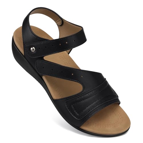 SHIBEVER Wedge Sandals for Women Dressy: Summer Low Wedges 2025 Platform Walking Comfortable Ankle Strap Womens Shoes