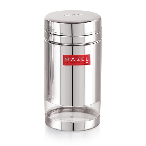 Image of HAZEL Stainless Steel See Through Transparent Container | Kitchen Air Tight Storage Dabba Container, 1200 ML