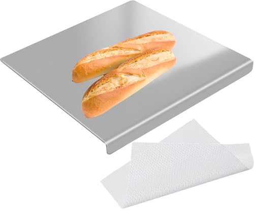 Stainless Steel Chopping Board Counter Top Cutting Boards with Anti-slip Mat for Kitchen SUS 304 Large Titanium Corner Chopper for Fruits Vegetable Meat & Bread Cookware Set تقطيع ستيل (40*30CM)