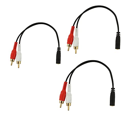Image of C & E 0.6 m RCA Stereo Audio Extension Cable RCA female to 2 RCA Male PACK OF-3