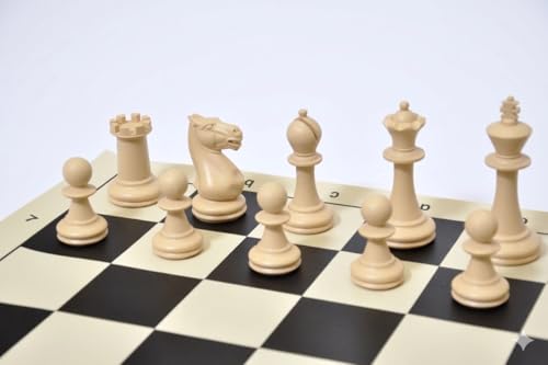 Image of PALM ROYAL HANDICRAFTS 17x17 inches Portable Travel Chess Set - Roll-Up Vinyl Board with Staunton Chessmen and Zippered Carrying Case - Perfect for Tournaments, Schools, and Outdoor Play.