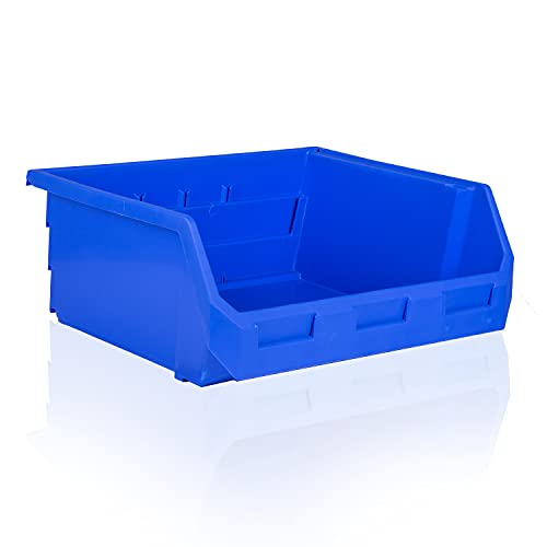 Kunststoff-Stapelbox Sichtlagerkasten PK374218 mit Aufhängevorrichtung Blau | Sichtbox L37,4xB41,8xH17,7cm, 20L | Kleinteilebox Lagerkasten Lagerbox Aufbewahrungsbox Regalbox Schütte