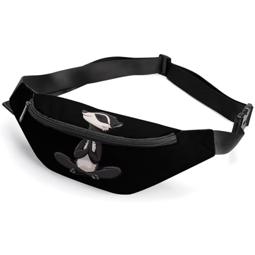 Funny Yoga Badger Waist Pack Hands-Free Running Belt Lightweight Fanny Pack for Travel Gym Hiking