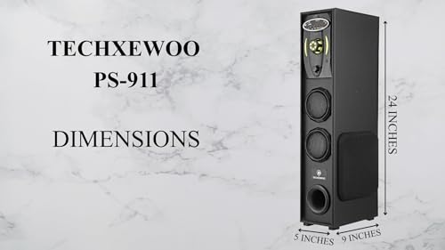 Image of TECHXEWOO PS-911 Mini Home Theatre Subwoofer System, 80W, 5.25 Inch with 3 Inch Dual Satellites, Extreme Bass, Mic Slot, Aux, USB, FM and Remote Control
