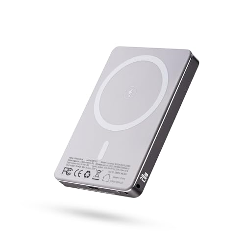 ARKEEP Magnetic Portable Charger, Wireless Portable Charger with 20W PD Fast Charging, Type-C Input/Output Magnetic Power Bank Compatible with iPhone 16/15/14, 5000mAh Ultra Slim Magnetic Battery Pack