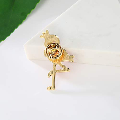 10K Gold Color Cute Enamel Flamingo Pin and Brooch (Silver + Crown)3