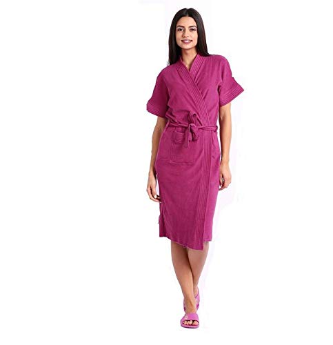 ZOKO Women's Terry Cotton Bathrobe/Bath gown_Free Size_Onion