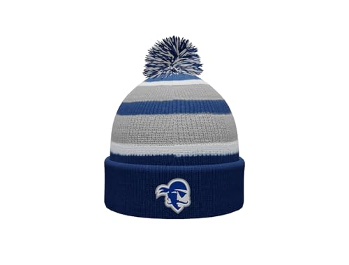 Sport Your Gear Seton Hall Pirates Prime Cuffed Fold Over Pom Pom Winter Knit Hat Beanie